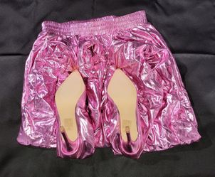 Mata Womens Shoes Metallic Pink Pants and Heels Set