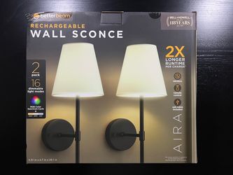 BETTERBEAM Aira Set of 2 Black Finish LED Rechargeable Wall Sconce with Remote