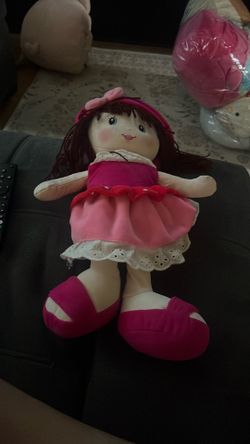 Cute pink, plush doll