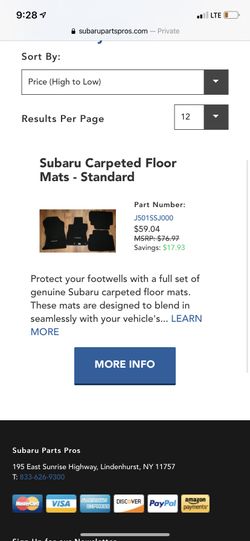2019/2020/2021 Subaru Forester Floor Rugs