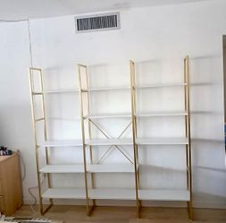 Modern White & Gold Bookshelf / Display Shelf - 71” x 71”