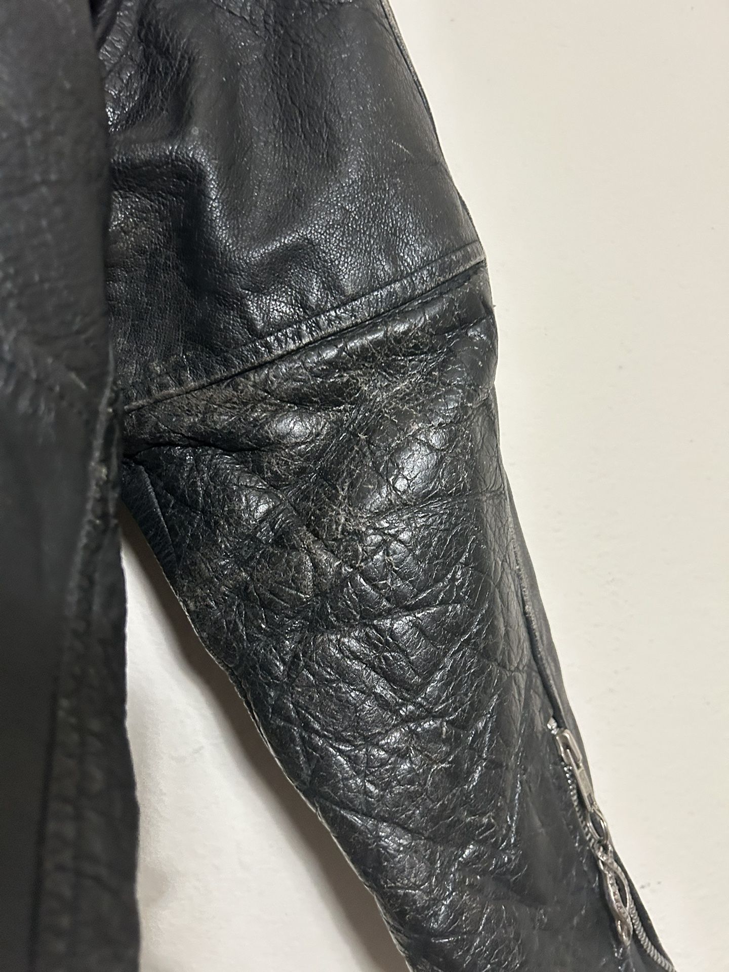 VTG JR WESTERN GENUINE LEATHER BLACK MOTORCYCLE LEATHER JACKET SIZE M/L