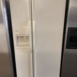 Beige Refrigerator Side By Side  Kenmore Used 33” Wide 