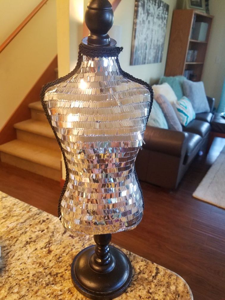 Jewelry mannequin stand with Silver sequins