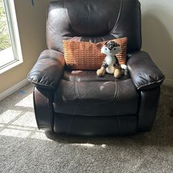 Leather Recliner Brown