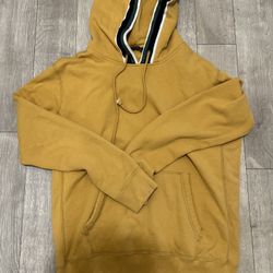 Abercrombie & Fitch Sweatshirt Hoodie Men S Mustard Y2K Jersey Stripe Fleece VTG