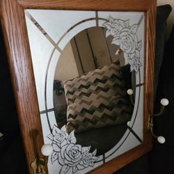 Vintage Rose Etched Mirror
