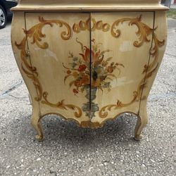 Antique French Provincial Light Yellow Wood Style Cabinet 