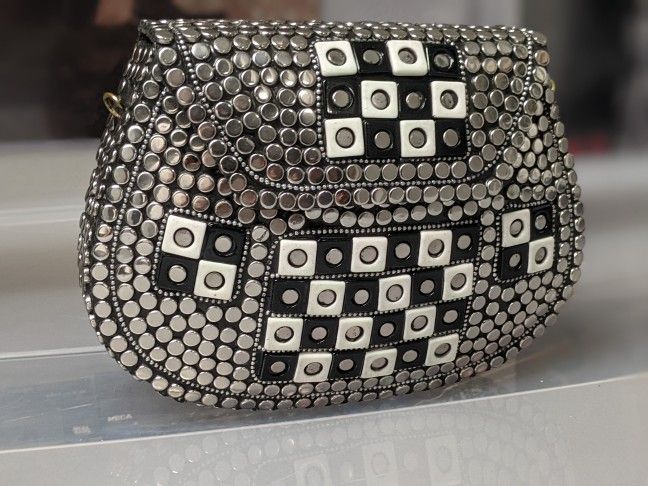 RAMLA Silver Square Mosaic Hand Bag NEW