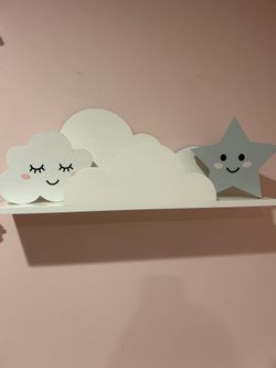 Nursery Baby Cloud Shelf With Cloud and Star