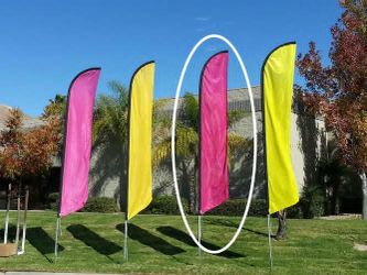 Pink Feather Banner Flag with Pole