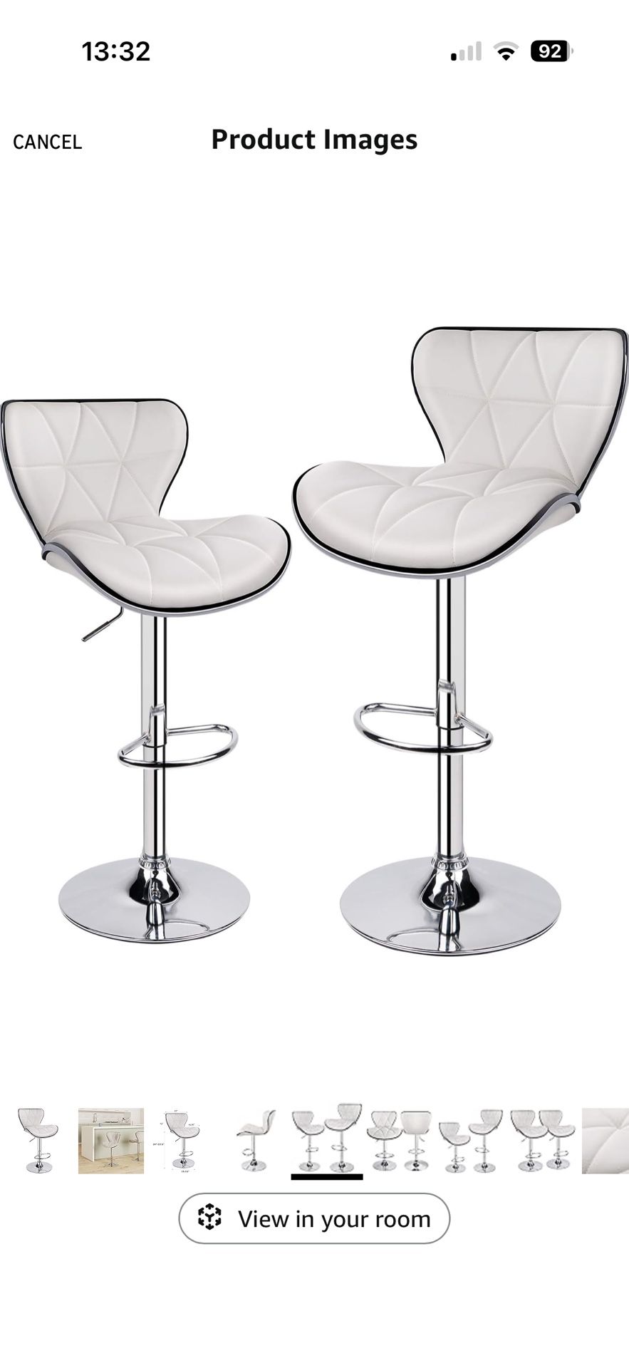 Leopard Shell Back Adjustable Swivel Bar Stools, PU Leather Padded with Back, Seton 4