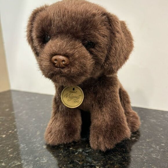 MIYONI TOTS CHOCOLATE LAB PLUSH PUPPY DOG AURORA 9” WITH NECK TAG BROWN TOY