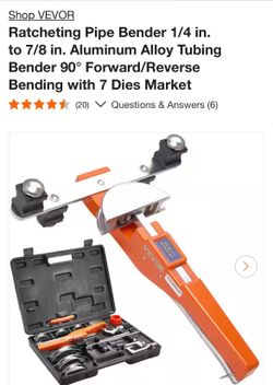 Shop VEVOR Ratcheting Pipe Bender 1/4 in. to 7/8 in. Aluminum Alloy Tubing Bender 90° Forward/Reverse Bending with 7 Dies Market