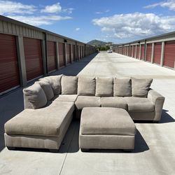 FREE DELIVERY&INSTALLATION Beige Sectional+Ottoman