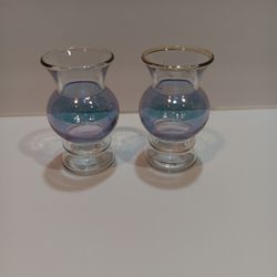 Hand Blown Clear/Soft Blue Small Bud Vases