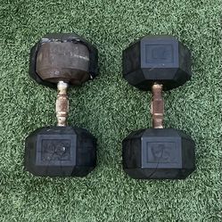 70 LB Rubber Hex Dumbbells