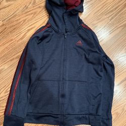 Adidas Boys Blue/Burgandy Zip Up Hoodie Size 7