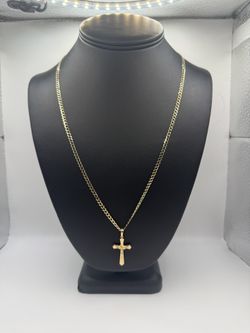 CADENA CON DIJE DE CRUZ DE ORO 14K