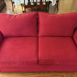 Red 5ft Cindy Crawford Couch And A 5ft Sleeper 