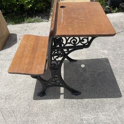 Antique 1896 Cast Iron School Desk