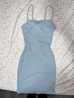 Blue And White Striped Mini Dress