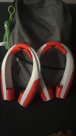 Red and White Neckband Bluetooth Speakers – Lot of 2