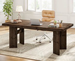MJ0018 63" Solid Wood Executive Desk, Home Office Computer Study Writing Table for Office Conference Room