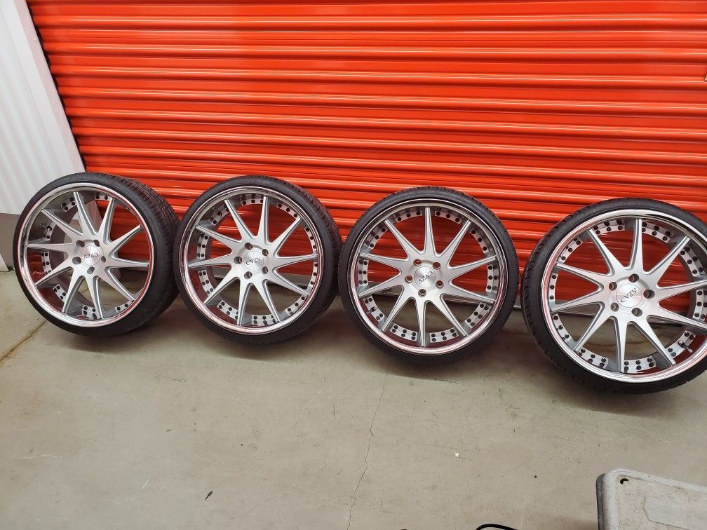 Cvzv brand new rims n tires ..too low profile for my car ..i bought them cash but can't return them ..they went on my acura