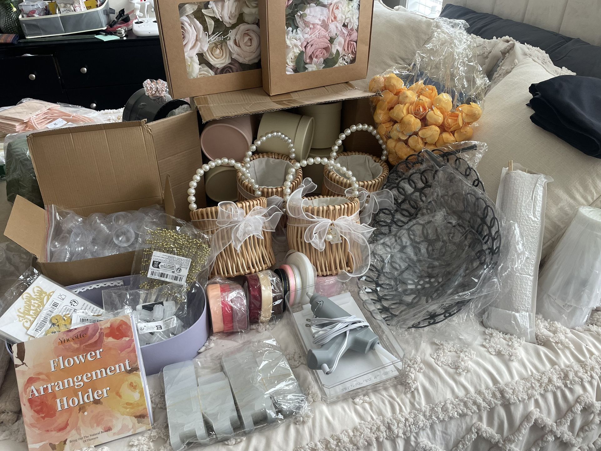 HUGE Lot of Professional Florist Supplies – Flower Arrangement Tools, Baskets, Foam, Ribbons + More