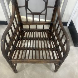 Decca Tall Chair Bamboo Rattan Wicker Arm Chair Rare Find. This Decca manufactured chair is truly a beautiful chair that maintained its elegant and be