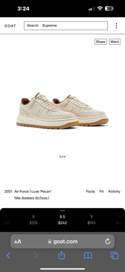 Air Force 1 Luxe 'Pecan' Nike Sneakers Size 8.5 men