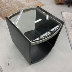 Glass Top Black Wood Side Table 5a 