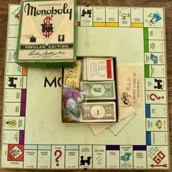 Vintage 1951 Monopoly Popular Edition Board Game Parker Brothers Made In USA