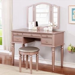 Rose Gold Vanity Set W/ Stool NEW IN BOX, $219