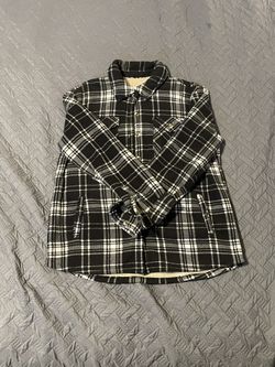 Sage Black and White Checkered Shirt Jacket