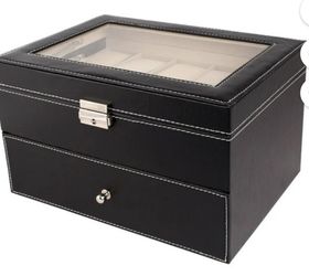 Jewelry Watch Box
12 Slot Leather Lockable Watch Storage Boxes, Men & Women Jewelry Display Drawer Case, 2-tier Organizer Watch Showcase with Glass 