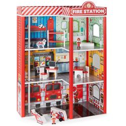 32” BCP Kids 3-Story Wooden Fire Station Play Set