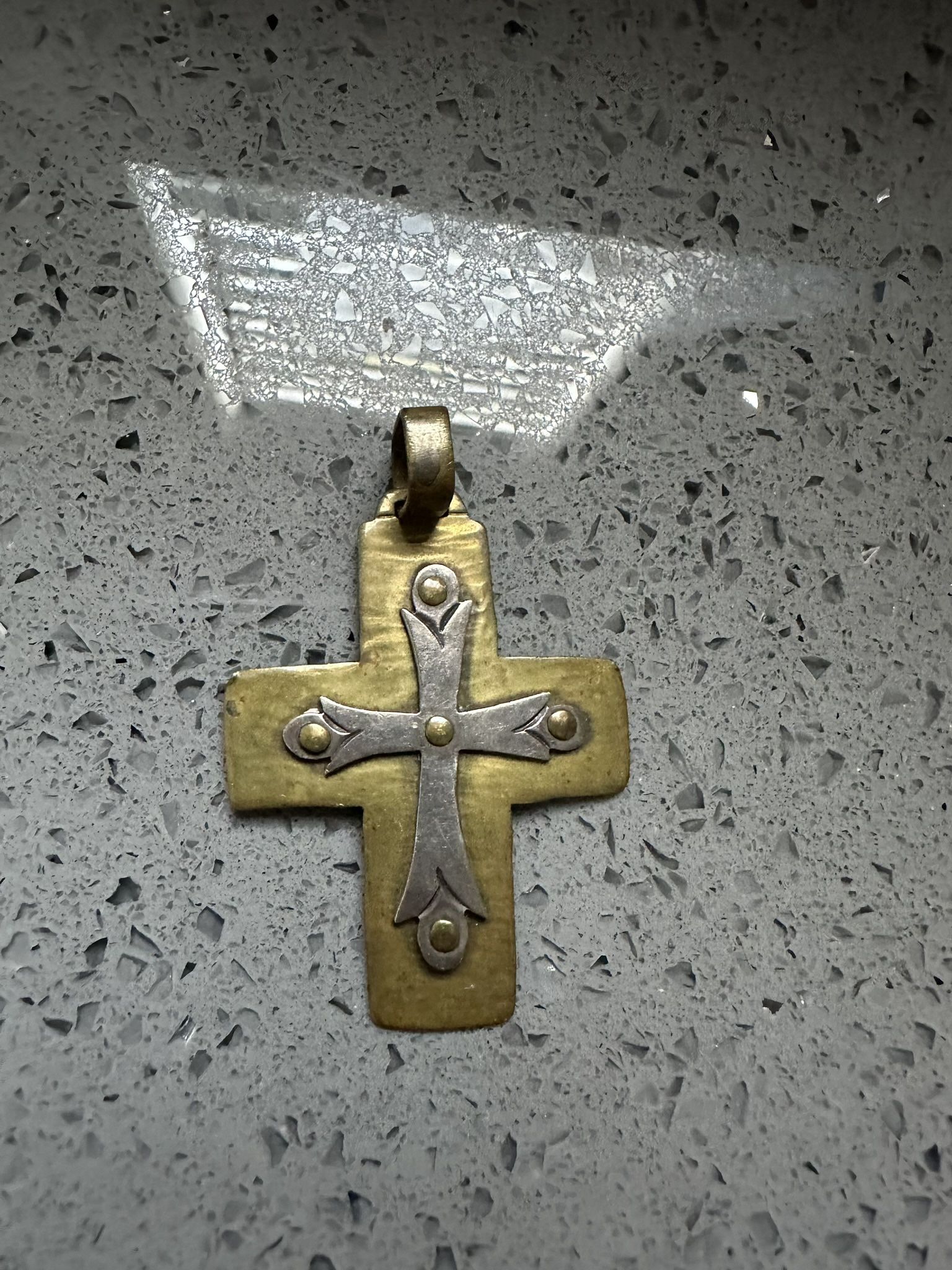 JEEP COLLINS Vintage Sterling And Brass Cross charm.