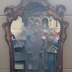 Vintage Florentia Mirror Gilt Leaf Ornate Handmade Italy