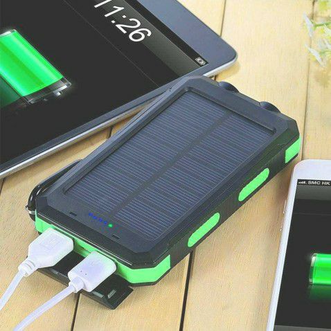 Brand New Solar Charger, 20000mAh Solar Power Bank Portable Charger for Camping External Battery Backup Charger with Dual 2 USB Port/LED Flashlights