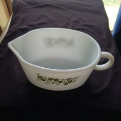 PYREX 77-B VINTAGE Green Flower Spring Blossom GRAVY BOAT Crazy Daisy