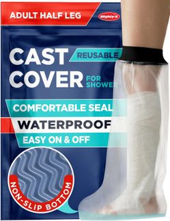 Mighty-X 100% Waterproof Cast Covers for Shower Leg - Watertight Seal - Reusable