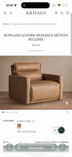 FREE Arhaus Roland Recliner - pickup today