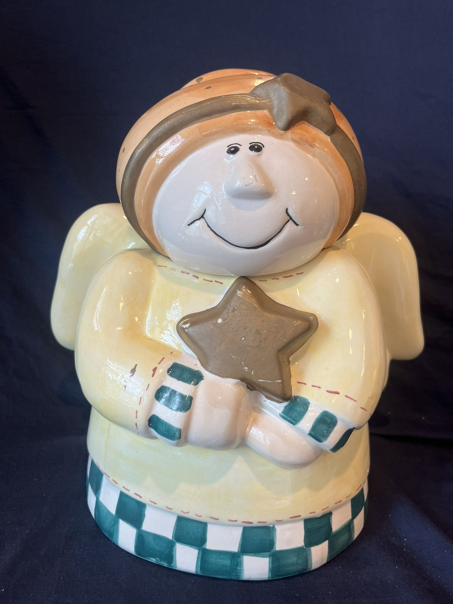 Vintage Christmas Angel with Star Cookie Jar 