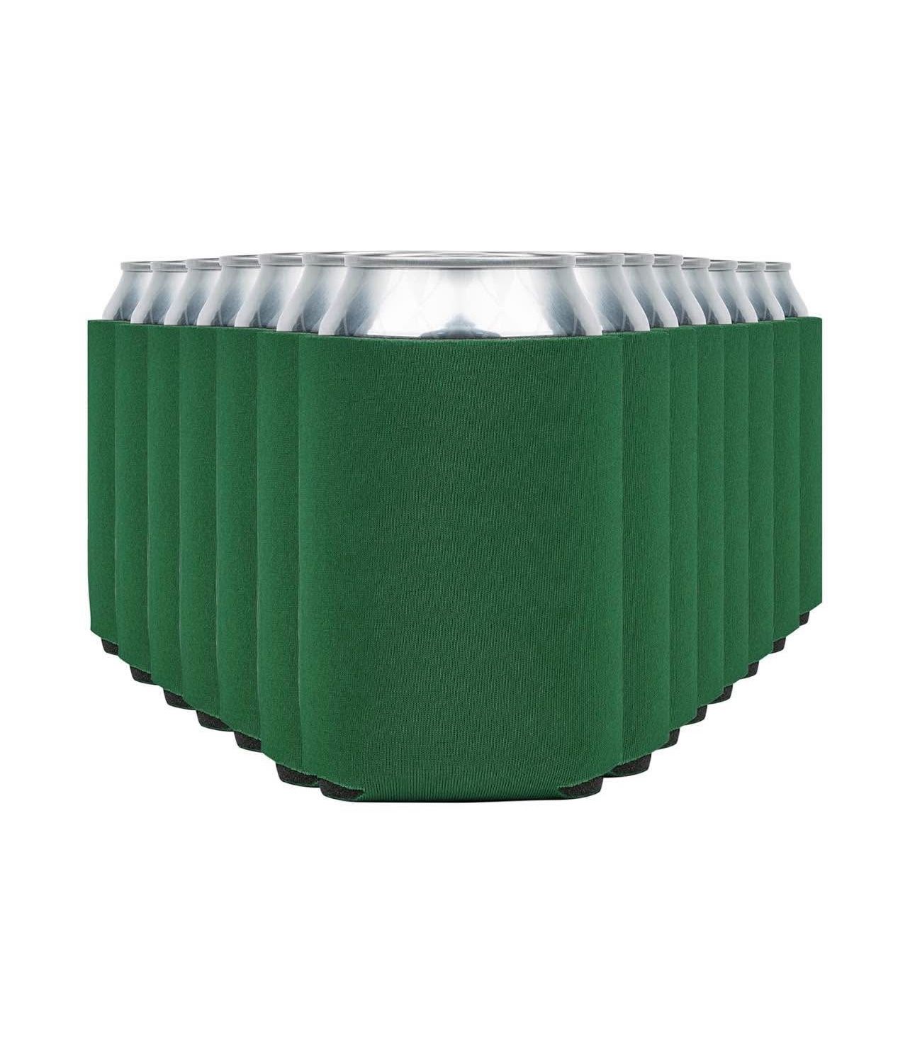TahoeBay Can Cooler Sleeves (12-Pack) Vinyl Plain Blank Foam Beer Bottles (Green)