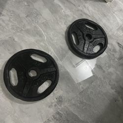 TSA Pair Of 35lb Olympic Weights Plates Total 70lb have ez curl bar bell and other plates for sale