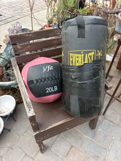 Everlast Heavy Punching Bag + 20 lb J/Fit Medicine Ball – $45 for Both!