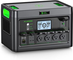 EBL 2400W Portable Power Station LiFePO4 Battery, 1843.2Wh, 12 Outlets, USB-C PD 100W,2Hrs Charge