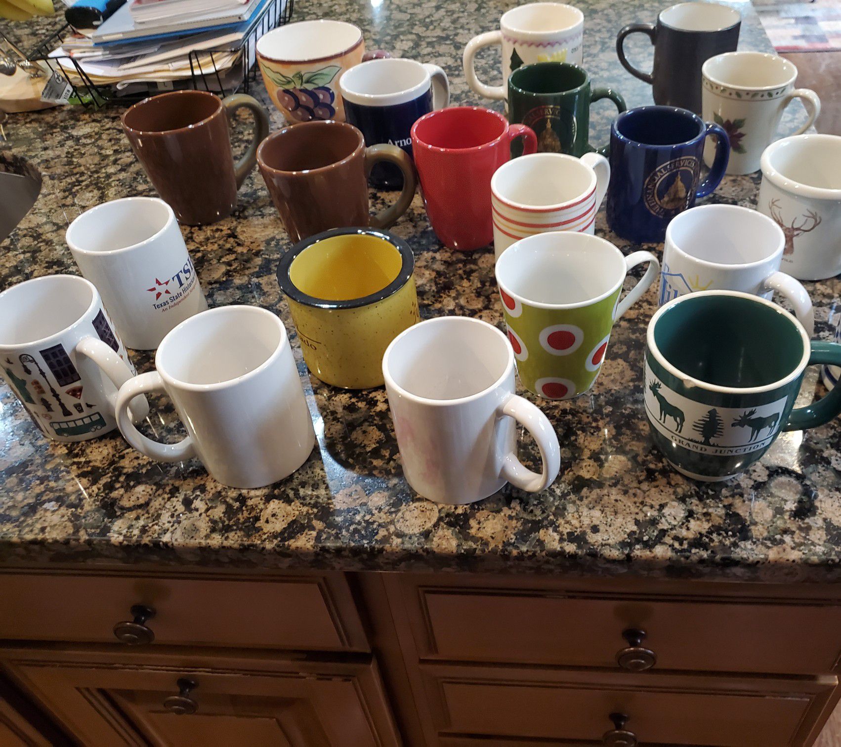 Assorted coffee mugs